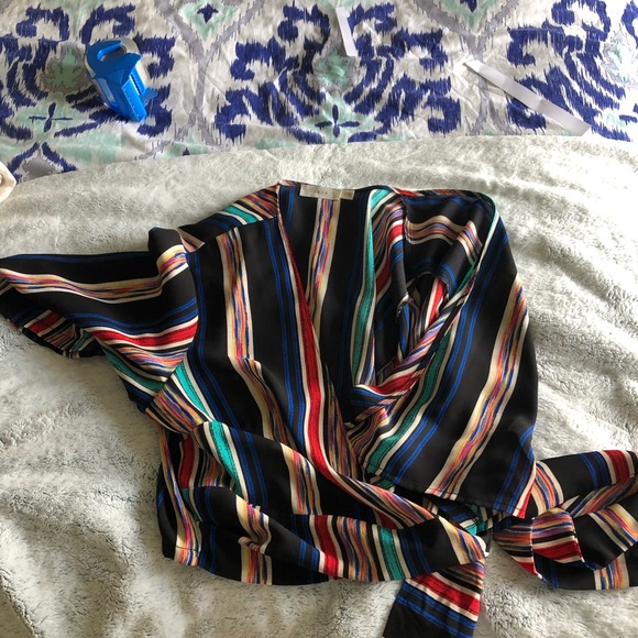 Lush Color Stripe Tie Top - Picture 3 of 4